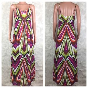 Trina Turk | Silk Maxi Dress Sleeveless V Neck